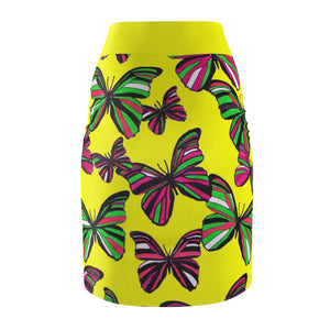 Canary Butterflies Pencil Skirt