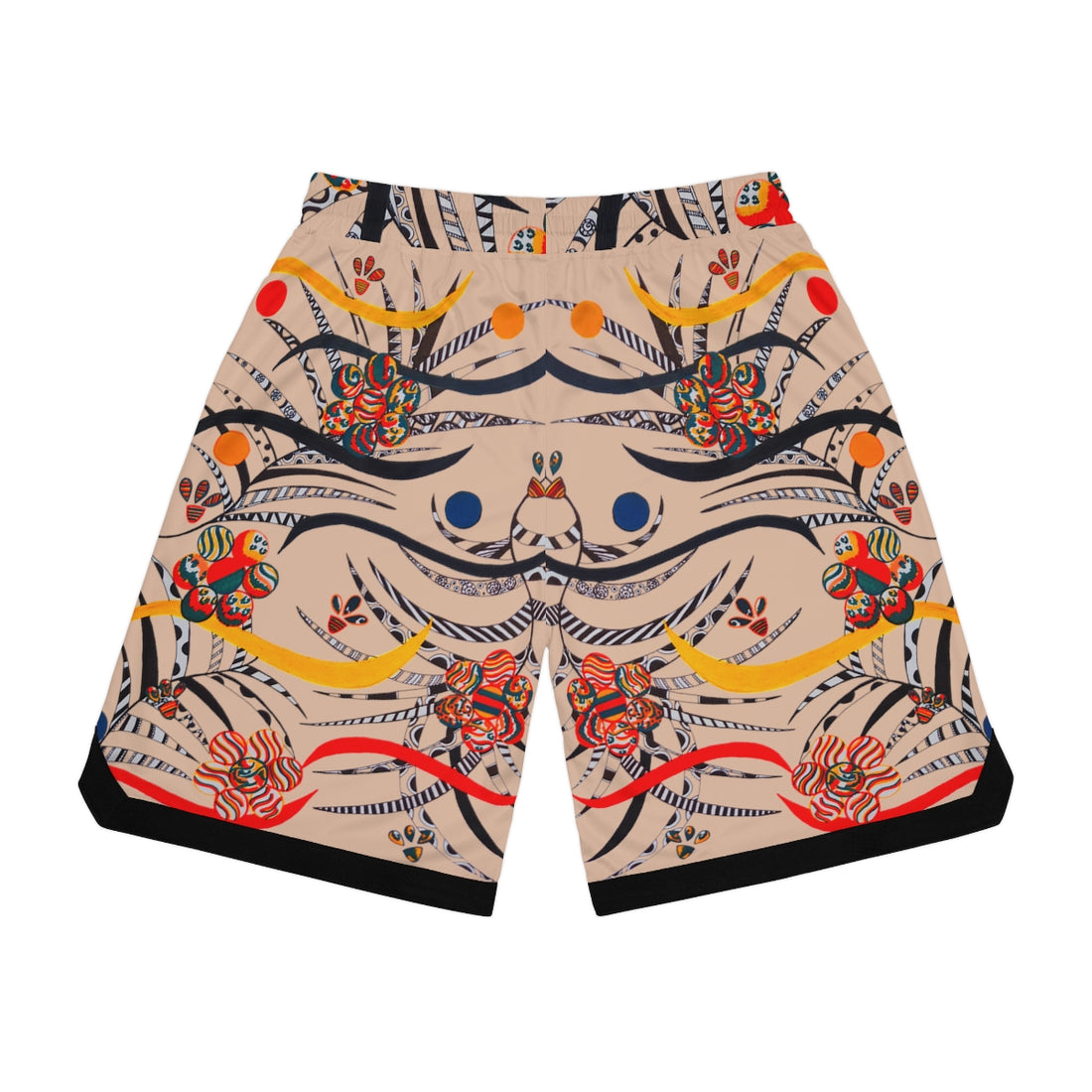 nude floral & jungle print basketball shorts
