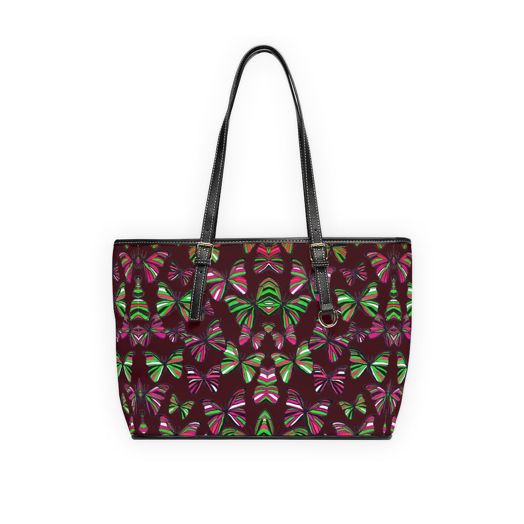 chocolate butterfly print tote
