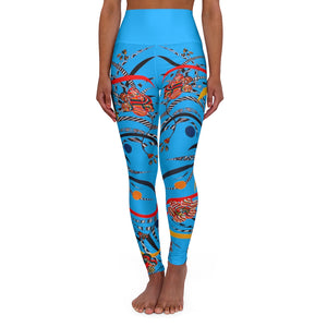 aqua animal & floral print yoga leggings