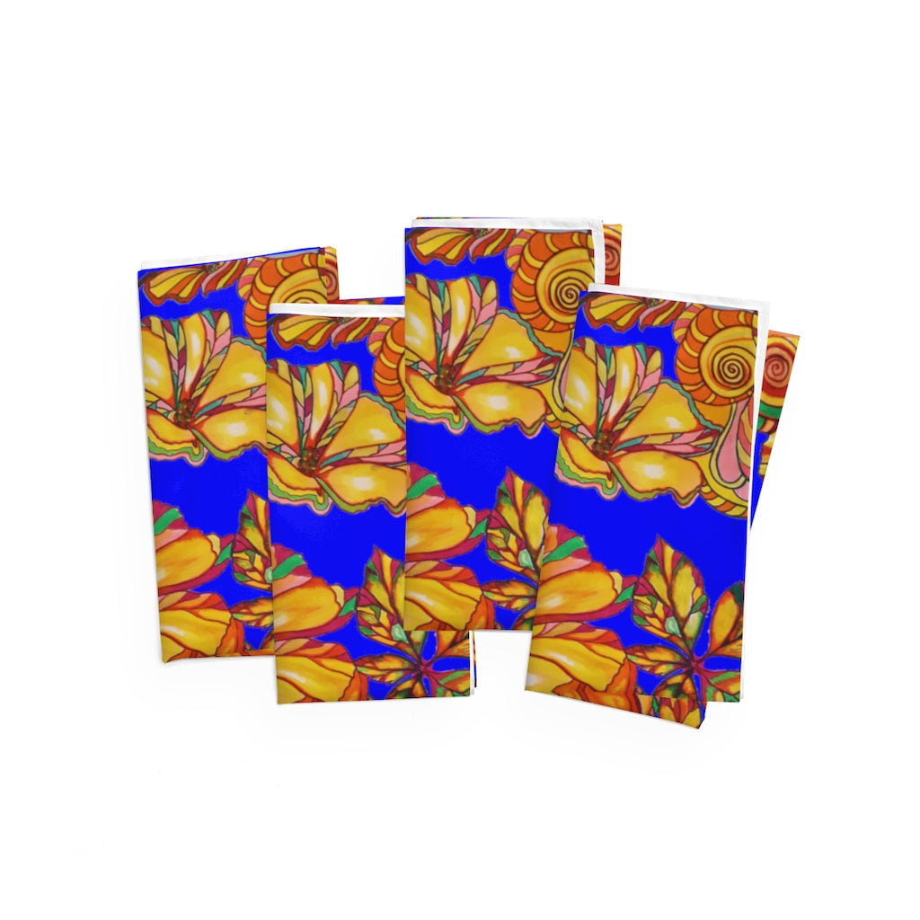 Electric Blue Artsy Floral Napkin