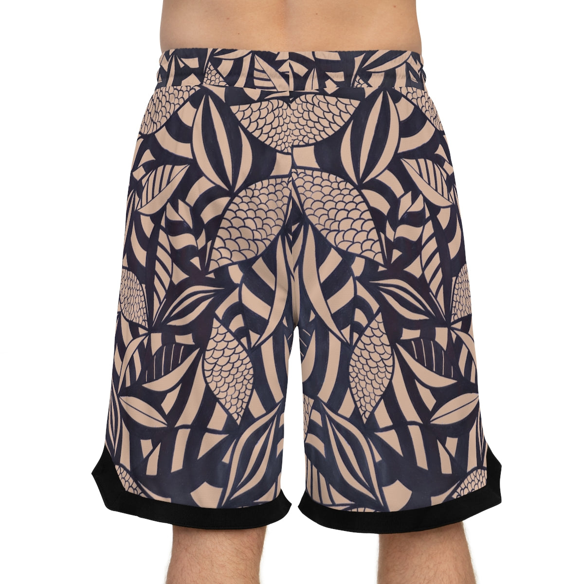 nude tropical print basketball shorts 