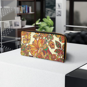 Cream graphic floral pop wallet