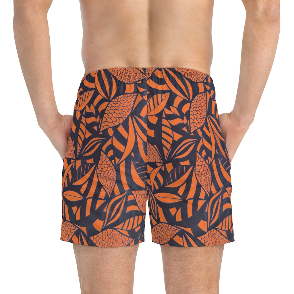 Orange Tropical Minimalist Men's Swimming Trunks