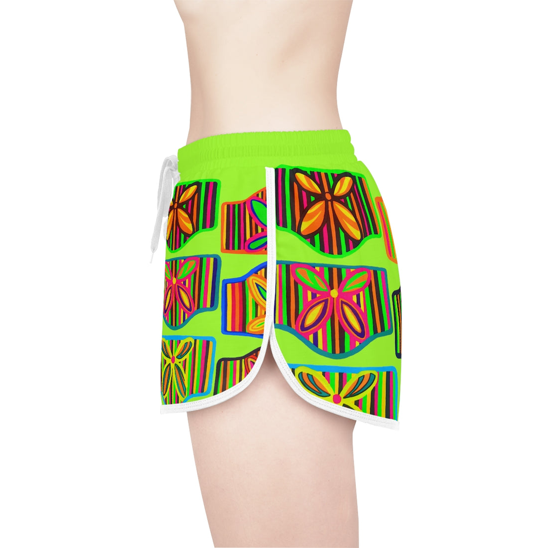 Lime Deco Print Relaxed Shorts