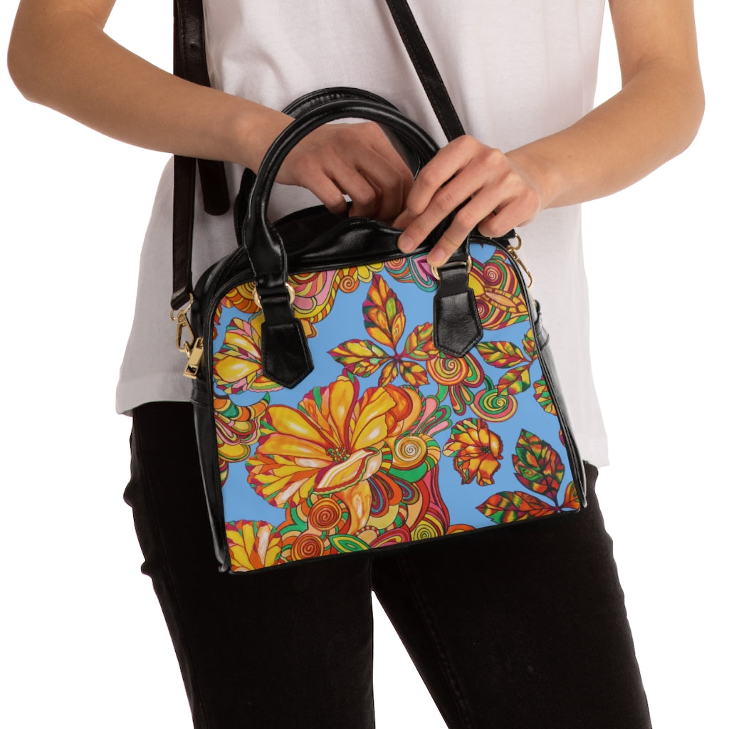 sky floral print handbag