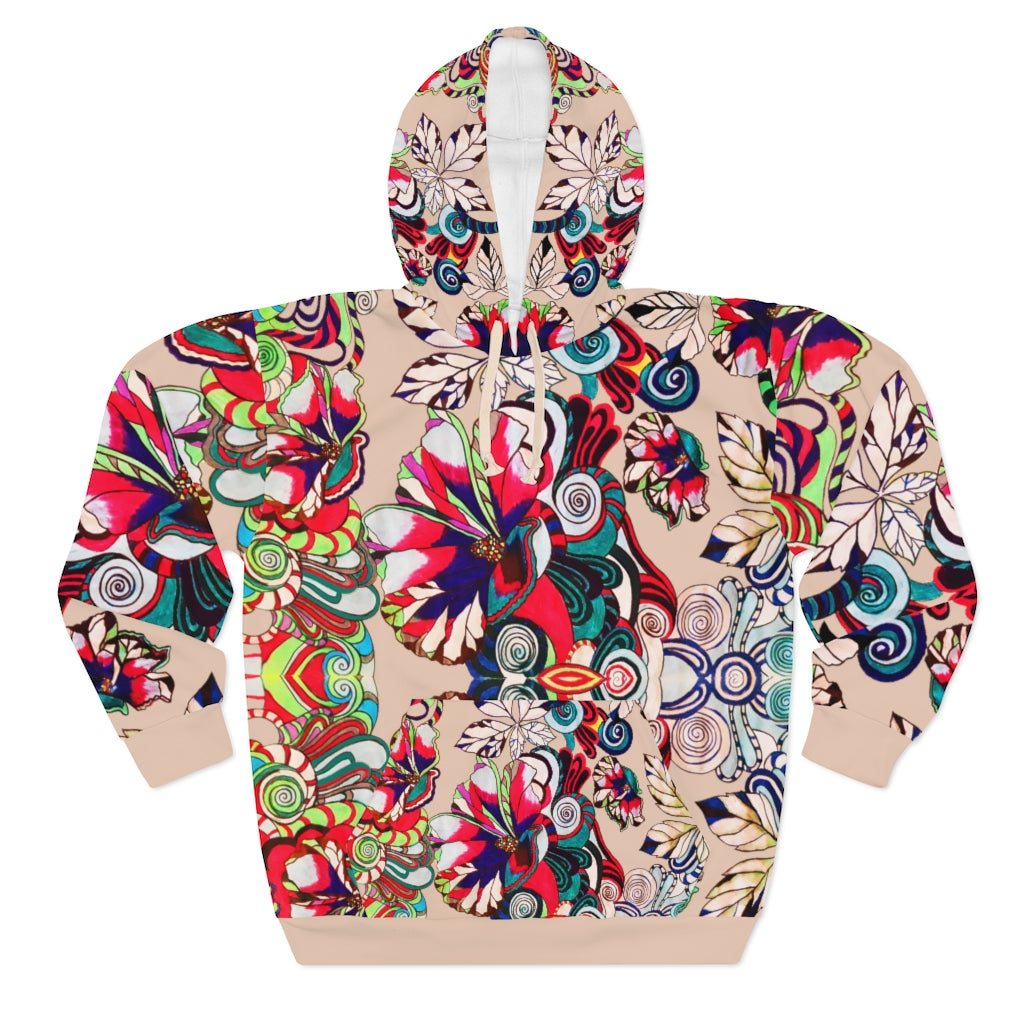 Artsy Floral Pop Pullover Nude Hoodie