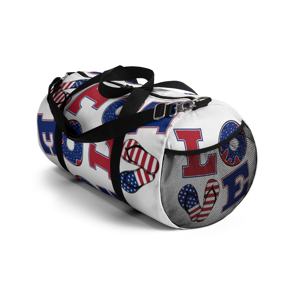 American Love White Duffel Bag