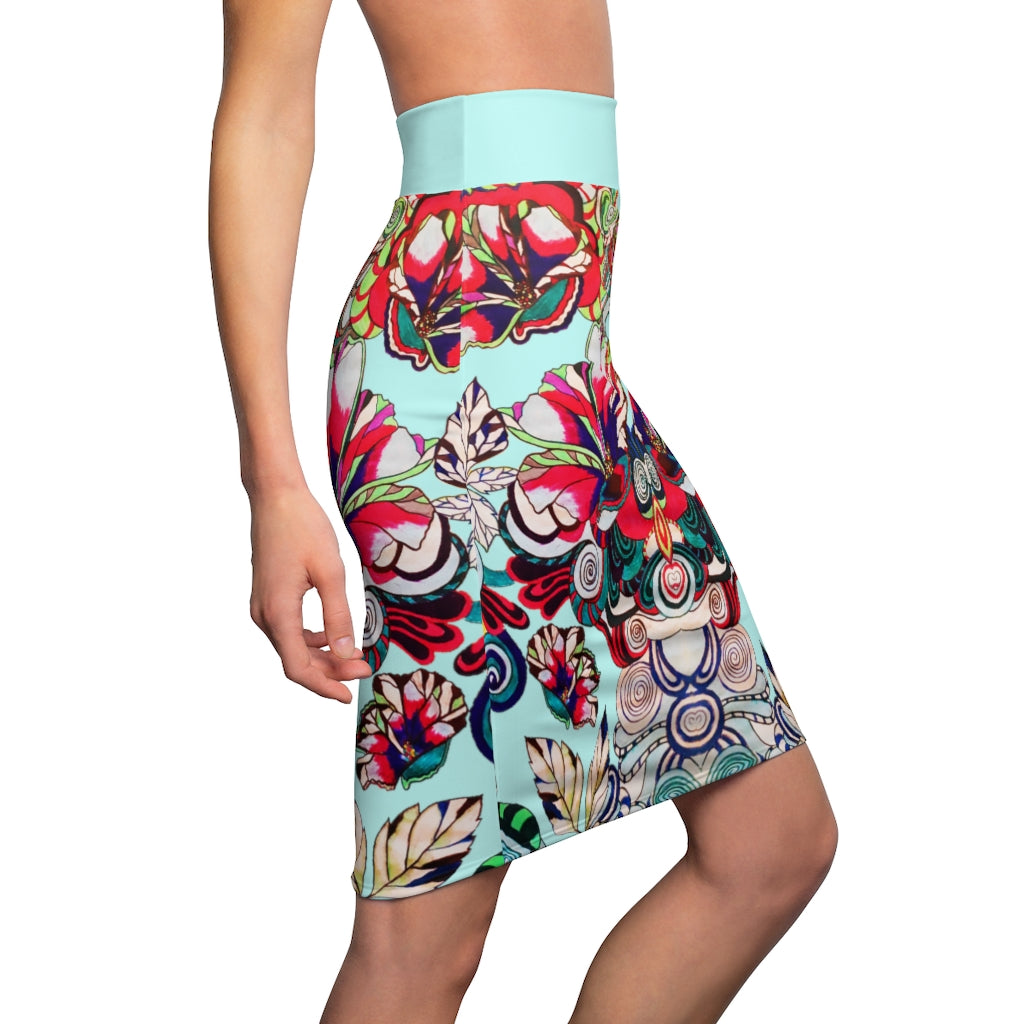 Floral Pop Icy Pencil Skirt