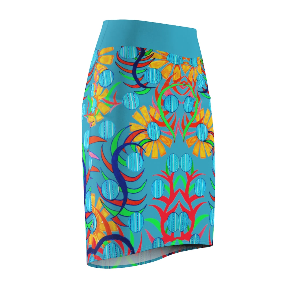 Sunflower Aqua Pencil Skirt