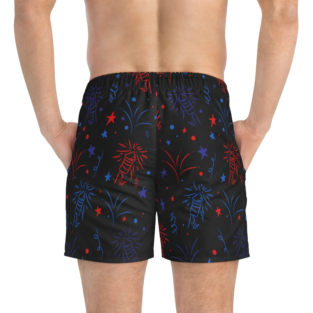 Men's Firecracker Black Swimming Trunks