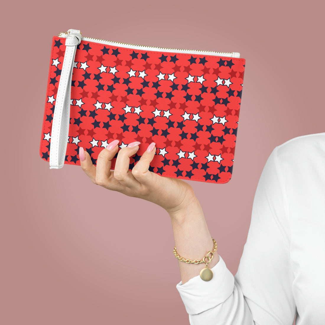 Vermillion Star Print Clutch Bag