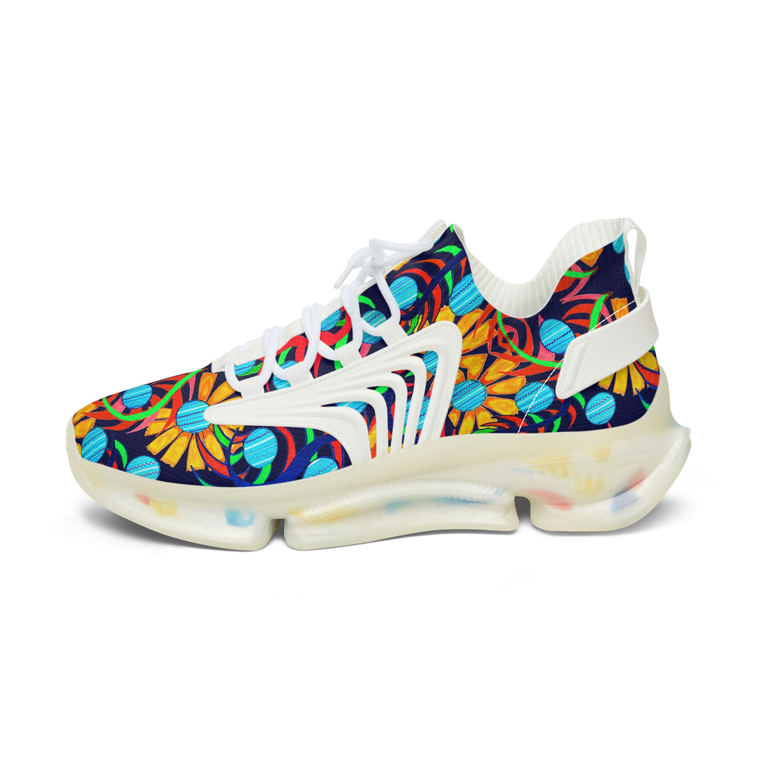 Ink Sunflower Printed OTT Women's Mesh Knit Sneakers