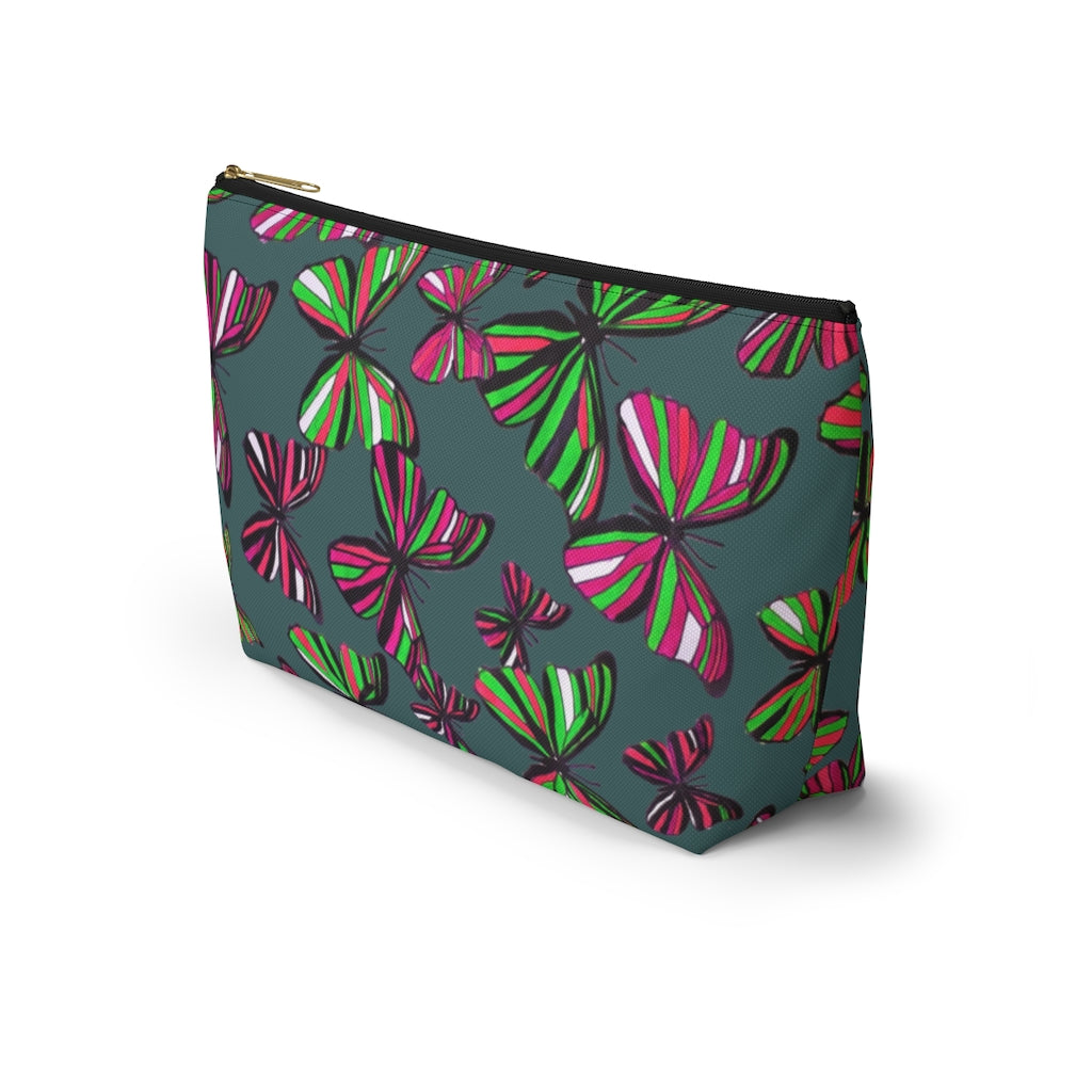 Butterflies Military Green Accessory Pouch