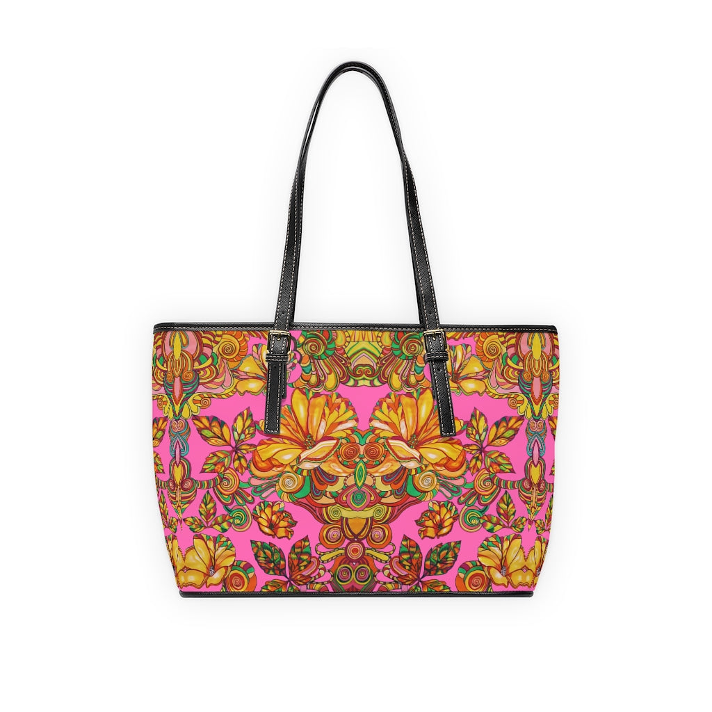 rose floral print tote bag
