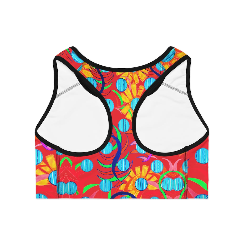 Scarlet Sunflower Print (AOP) Sports Bra