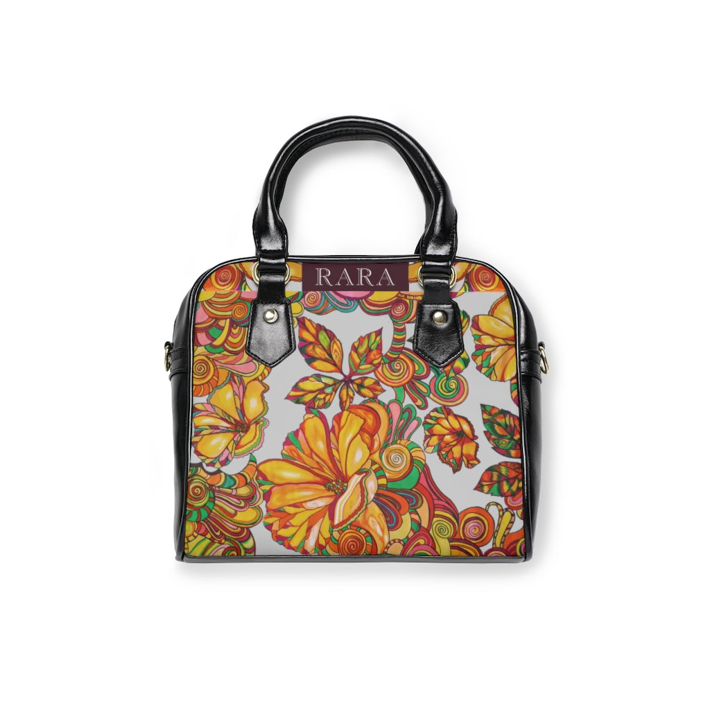 slate grey floral print handbag