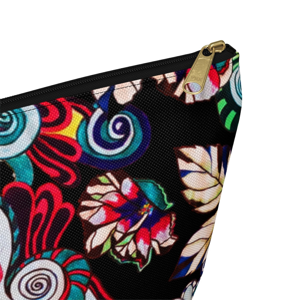 Floral Pop Black Accessory Pouch