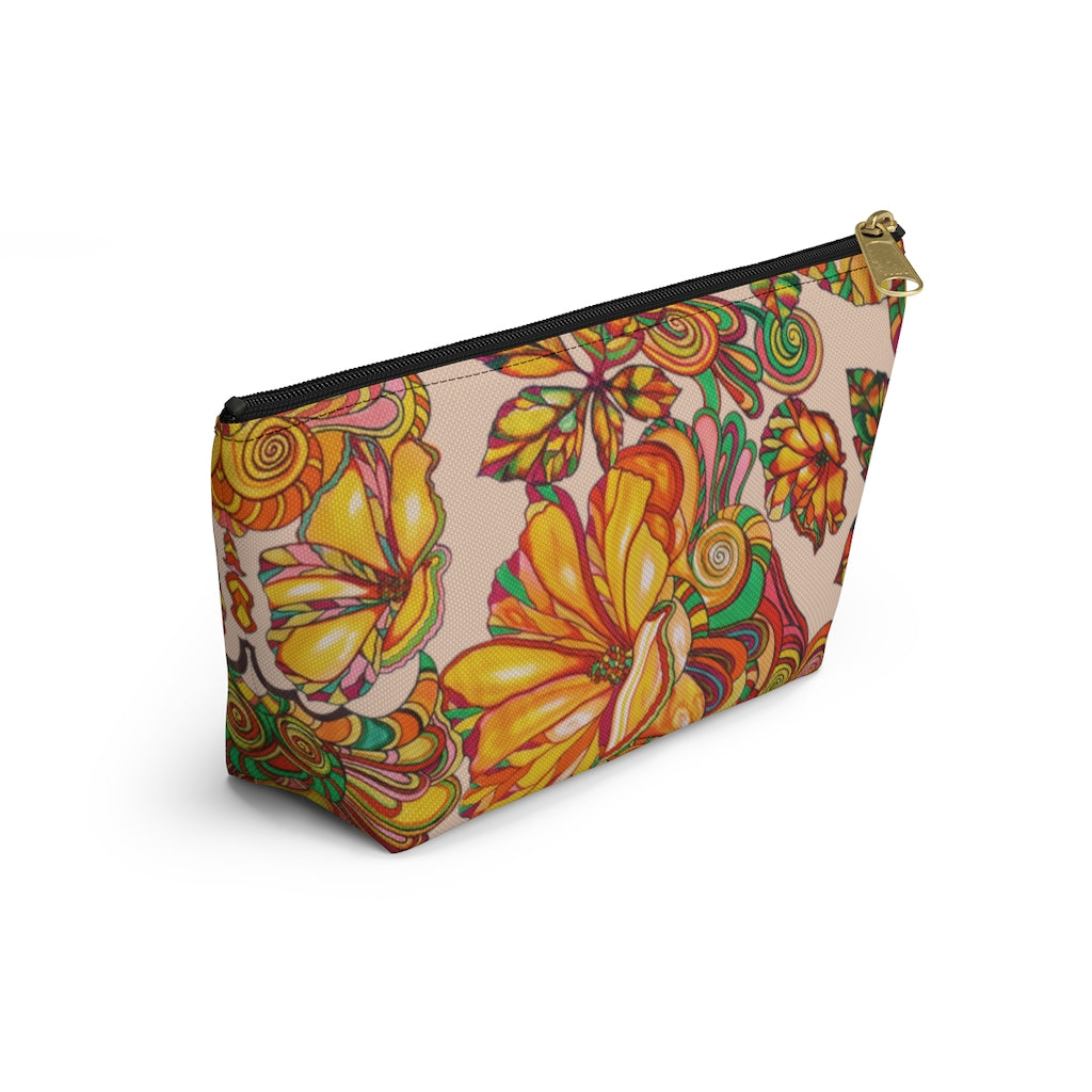 Nude Artsy Floral Accessory Pouch