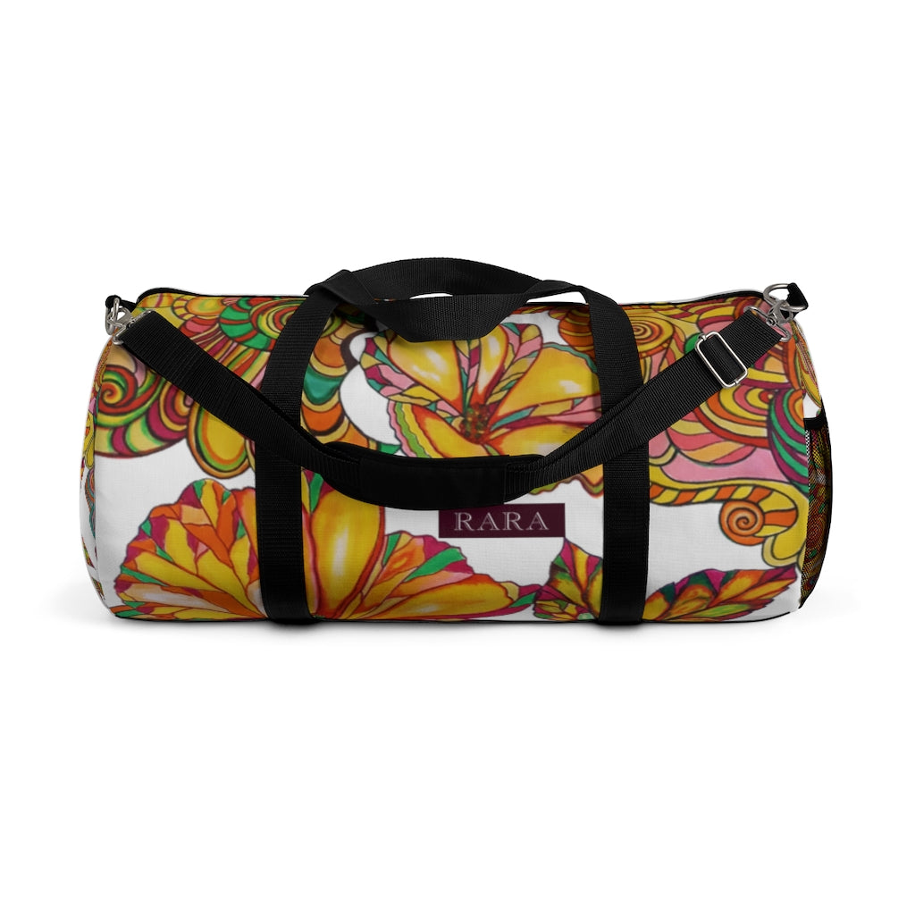 Artsy Floral White Duffel Bag