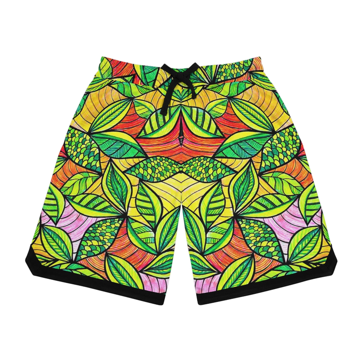 multicolour tropical print basketball shorts for men