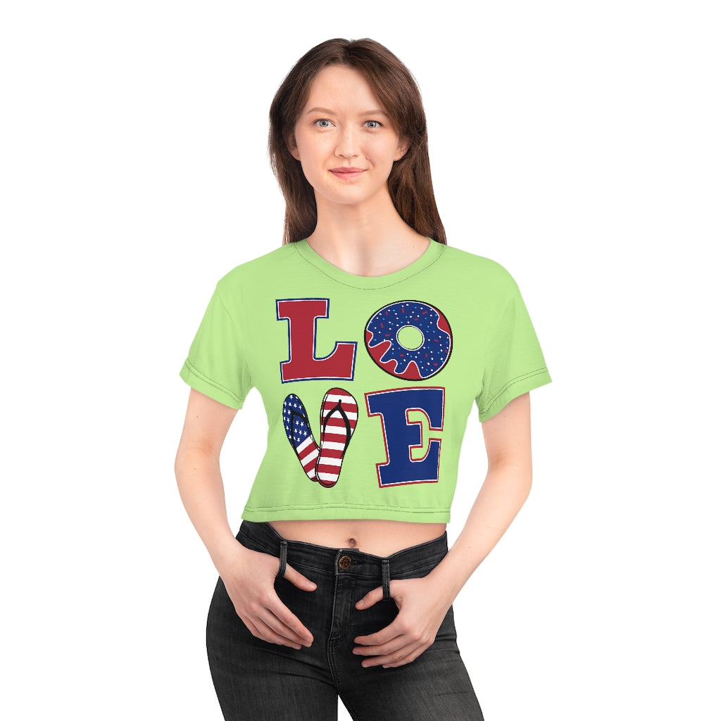 Lime Love AOP Crop Tee