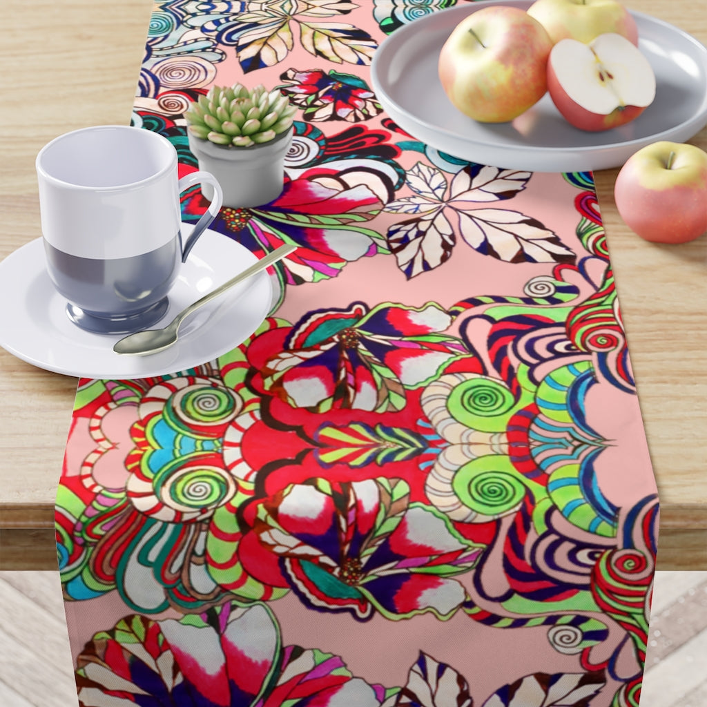 Artsy Floral Pop Blush Table Runner