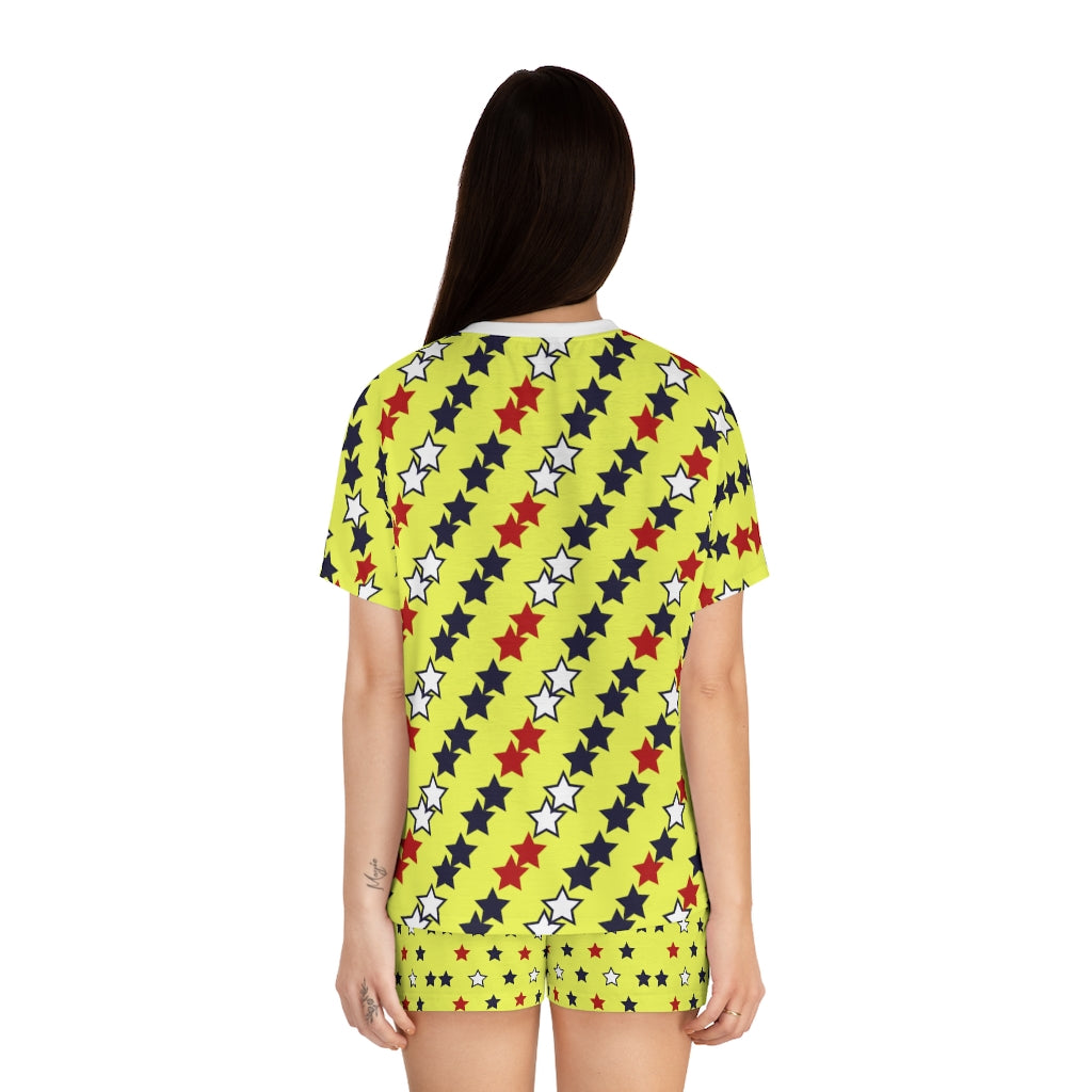 Canary Star Print Short Pajama Set (AOP)