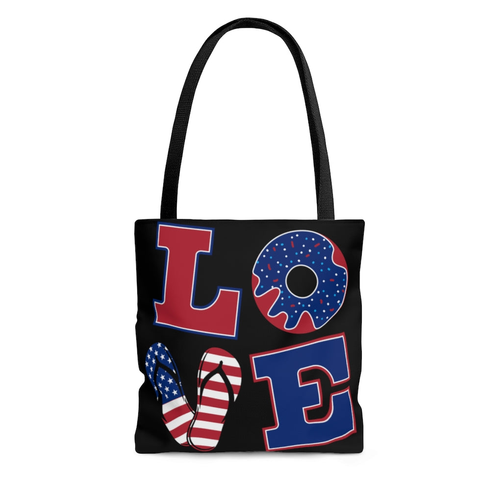 AOP American Love Black Tote Bag