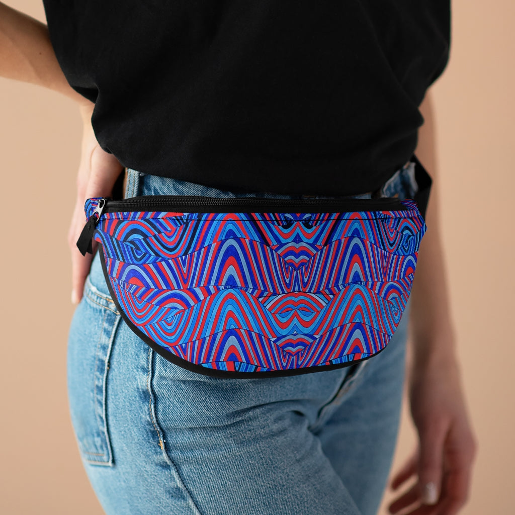 red psychedelic print unisex fanny pack