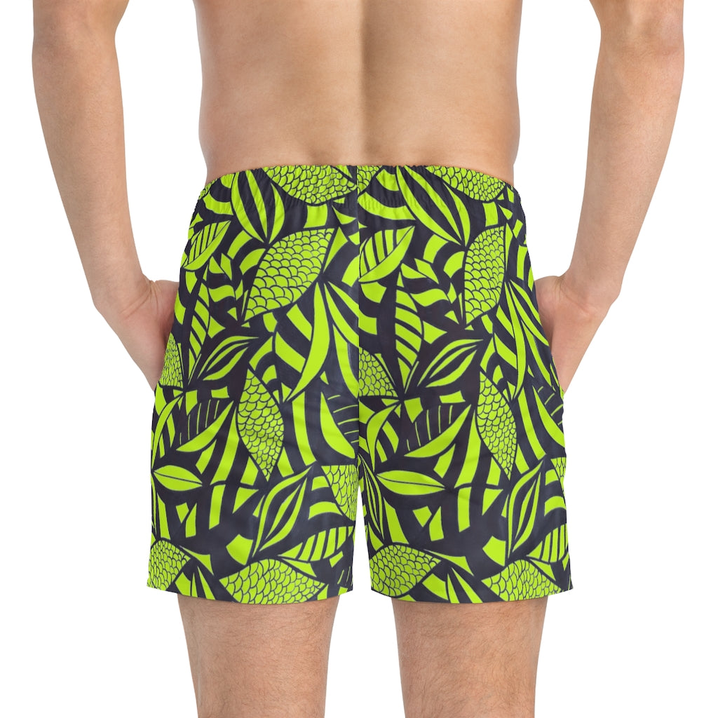 Lime Tropical Minimalist Men's Swimming Trunks