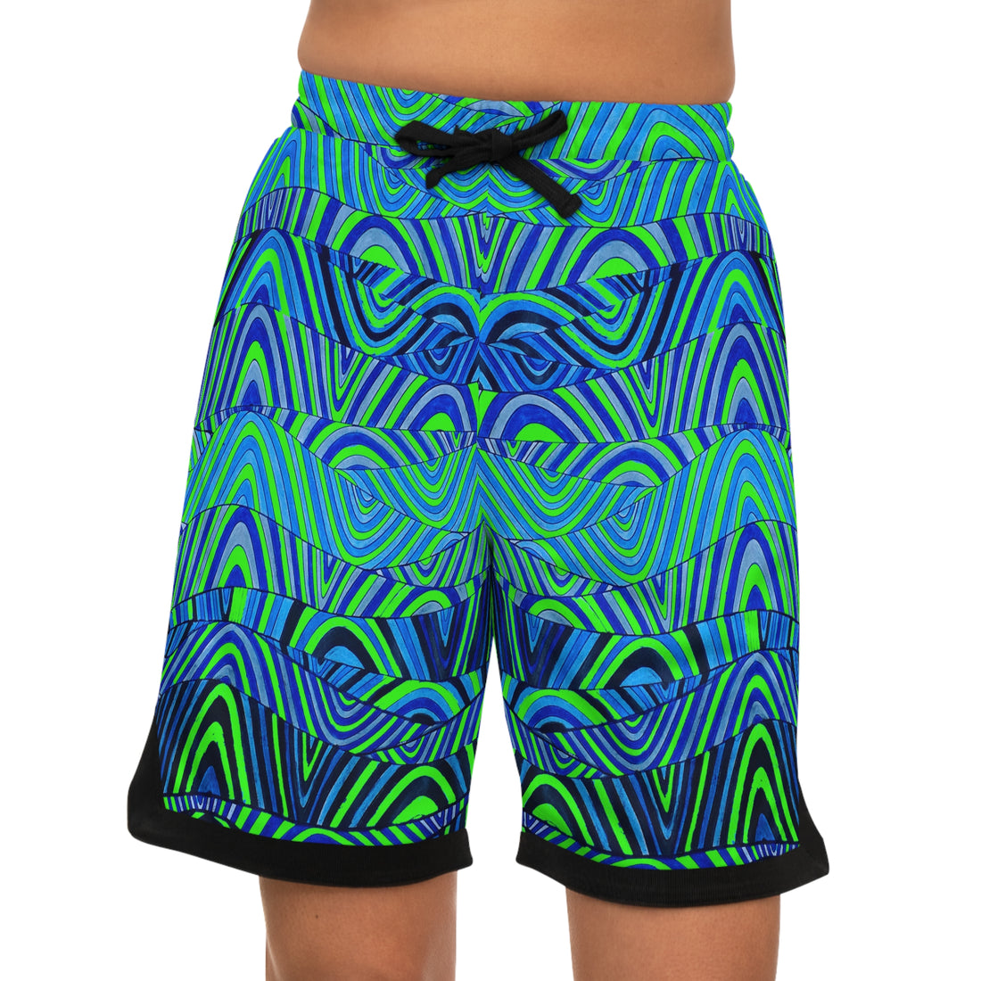 Neon Green Sonic Basketball Rib Shorts (AOP)