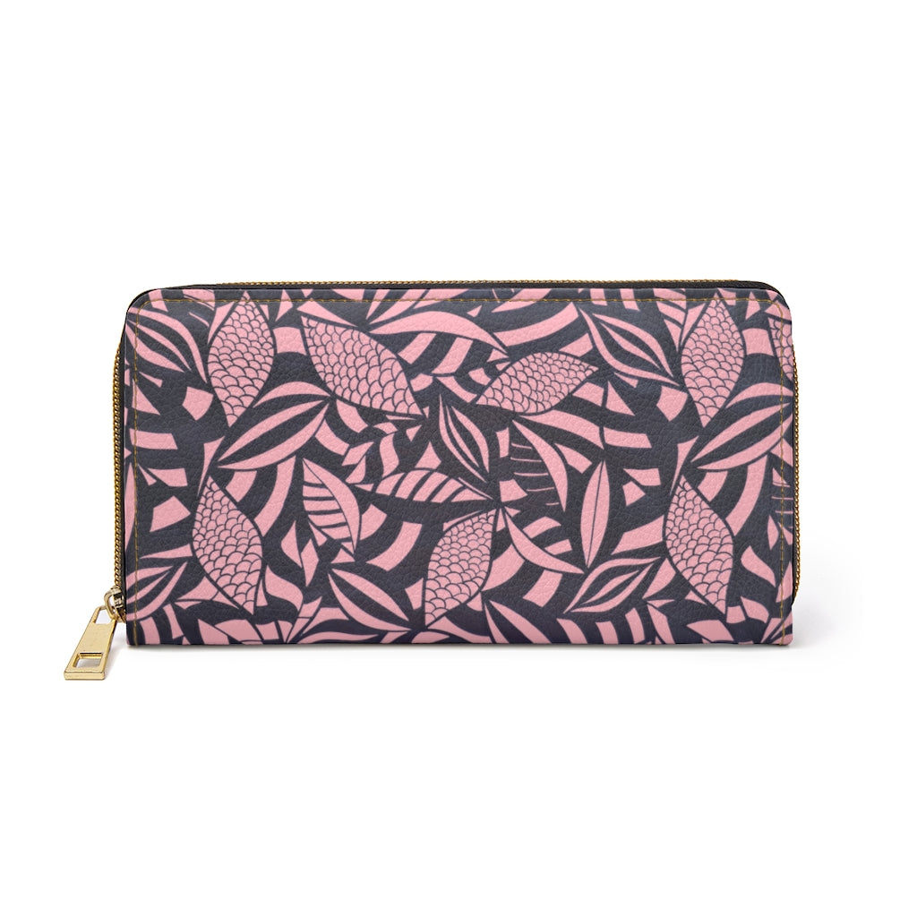 blush tropical print clutch wallet