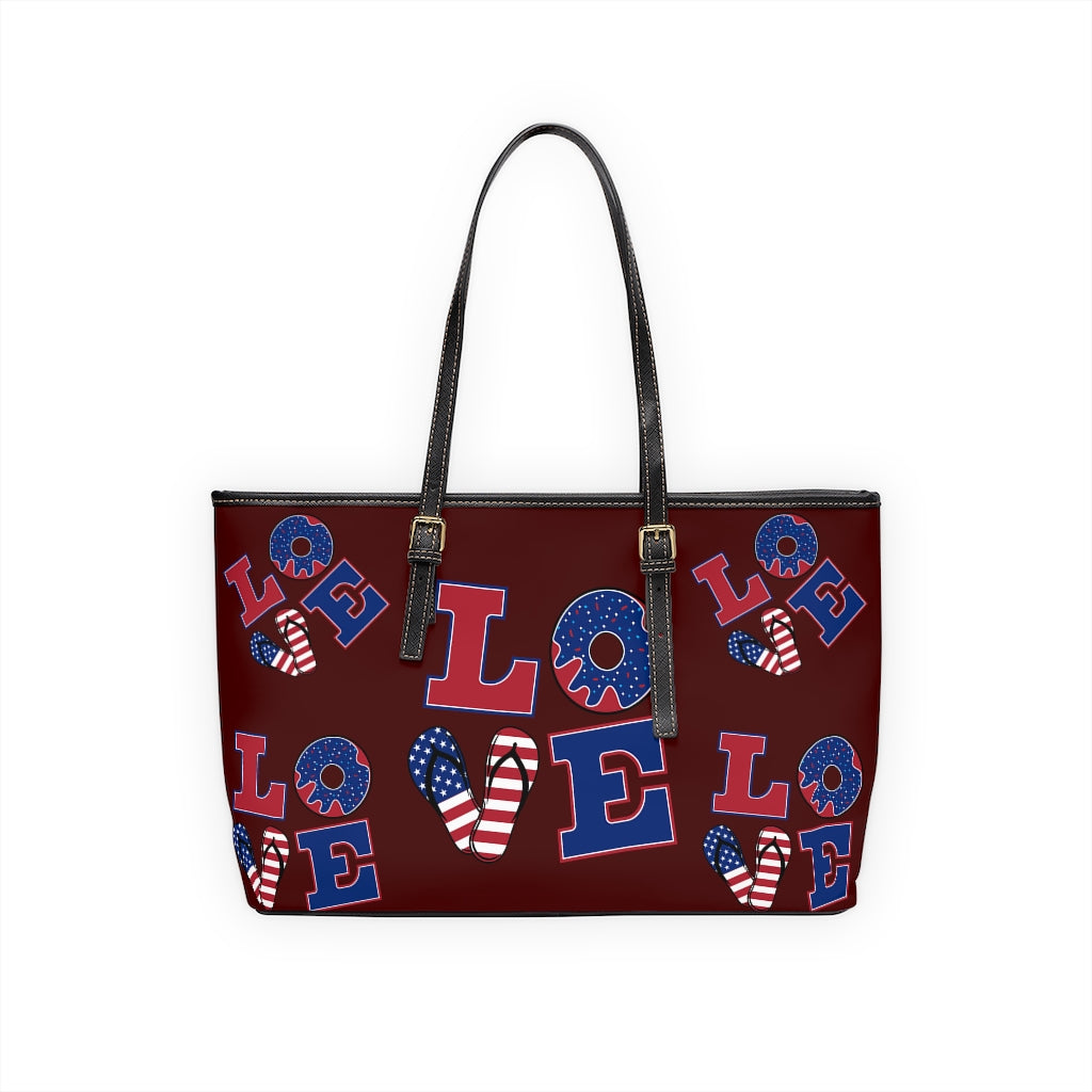 Marsala LOVE PU Leather Shoulder Bag