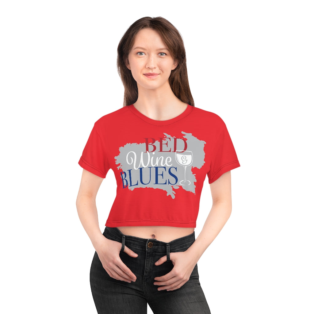 Red Bed & Blues AOP Crop Tee