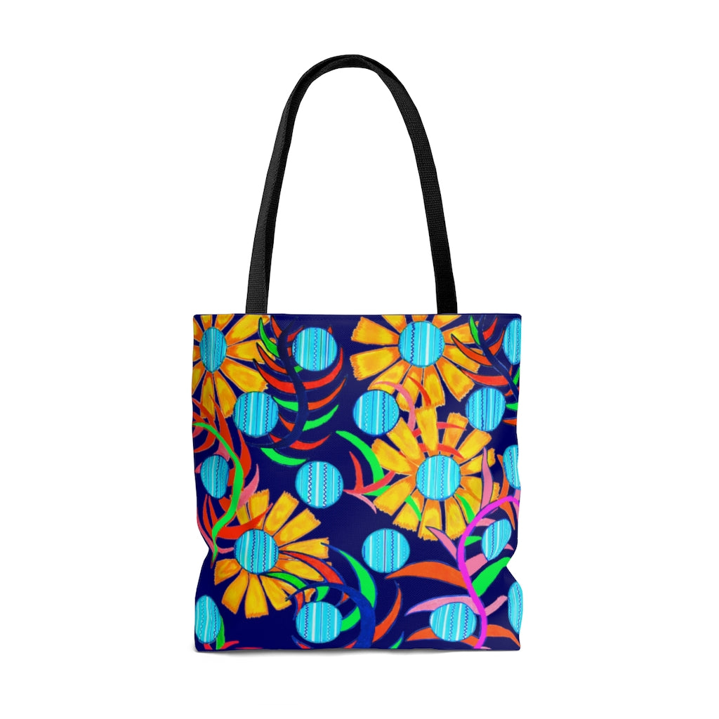 AOP The Sunflower Ink Blue Tote Bag