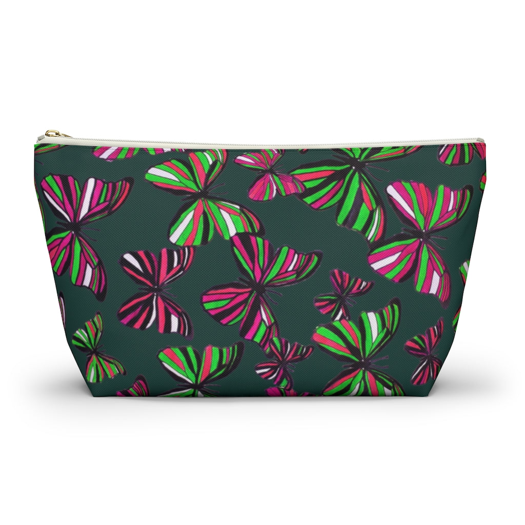 Butterflies Dark Green Accessory Pouch