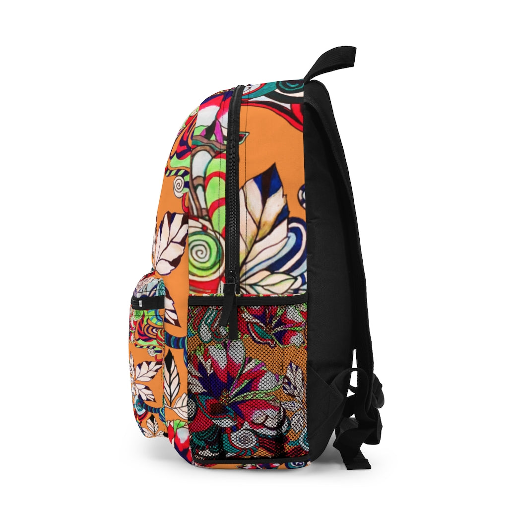 Peach Artsy Floral Pop Backpack