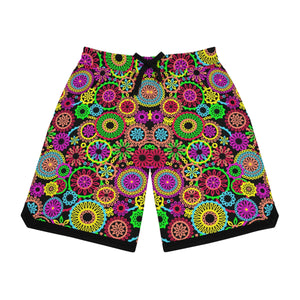 Black 70's Vibe Basketball Rib Shorts (AOP)