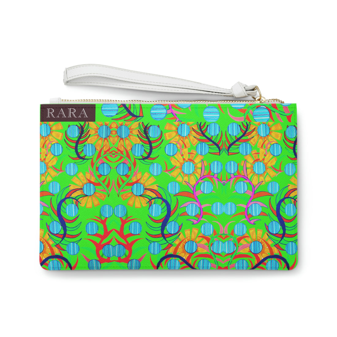 Neon Green Sunflower Print Clutch Bag