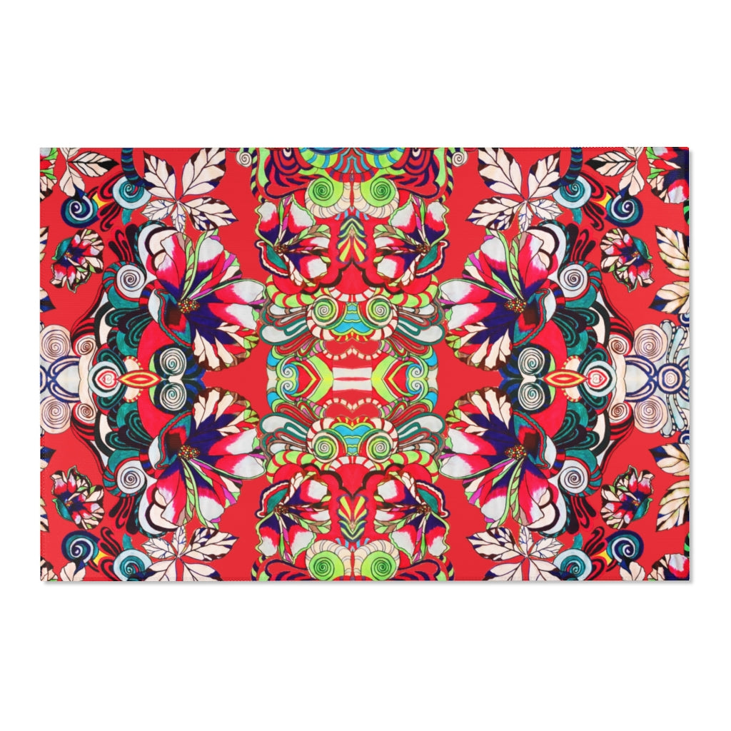 Artsy Floral Pop Red Area Rug