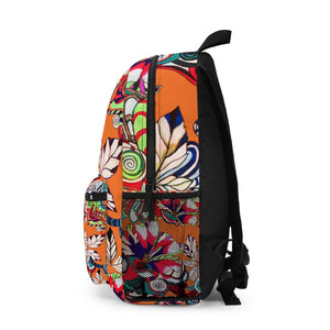 Orange Artsy Floral Pop Backpack