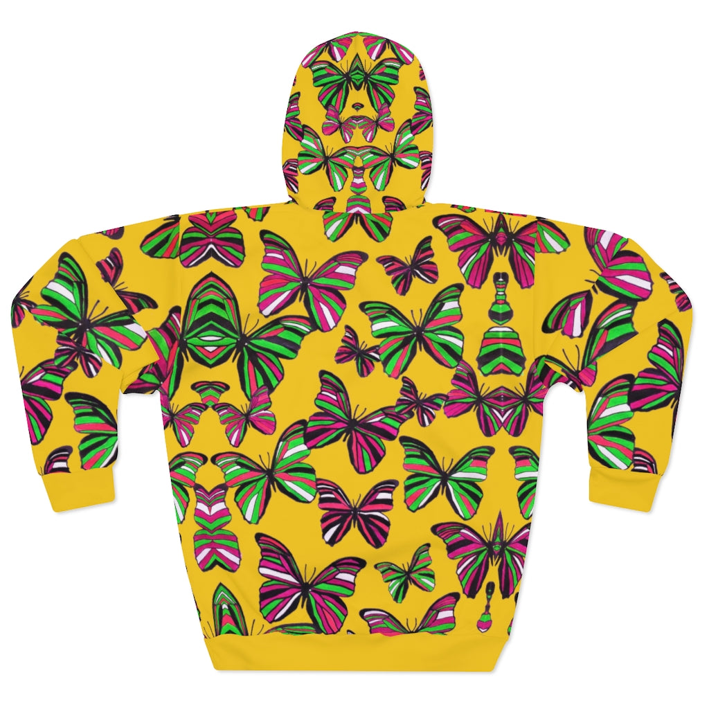 Butterflies Pullover Yellow Hoodie