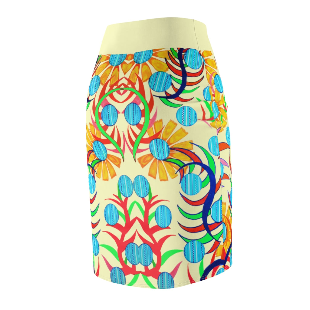 Sunflower Cream Pencil Skirt