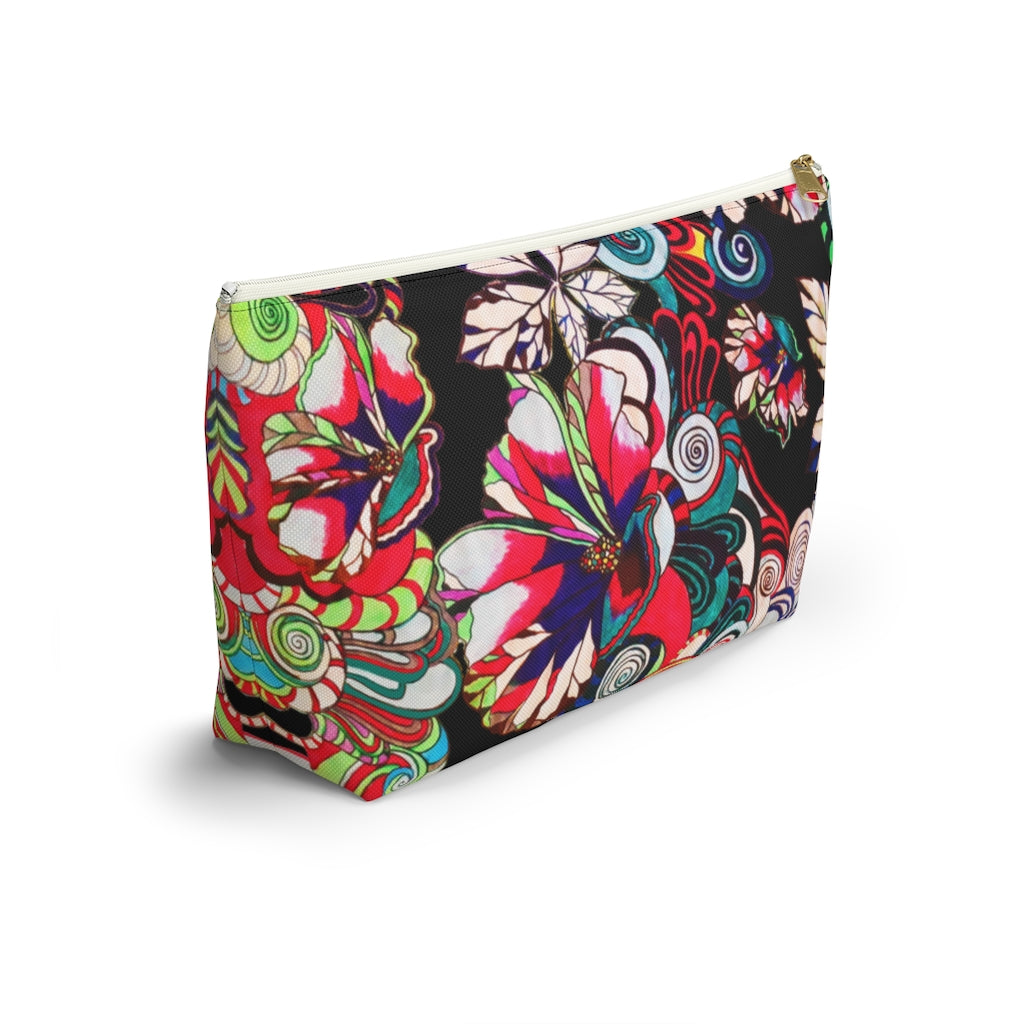 Floral Pop Black Accessory Pouch