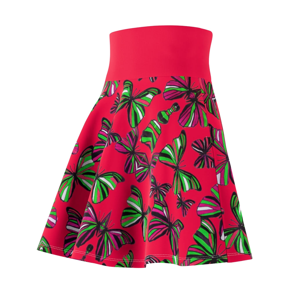 Butterflies Crimson Skater Skirt