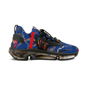 mens royal blue floral and animal print mesh knit sneakers