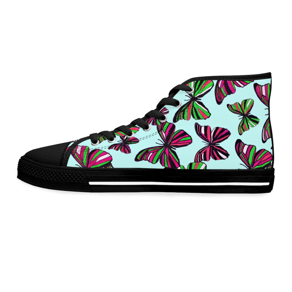 Ice Blue Butterflies Women's High Top Sneakers