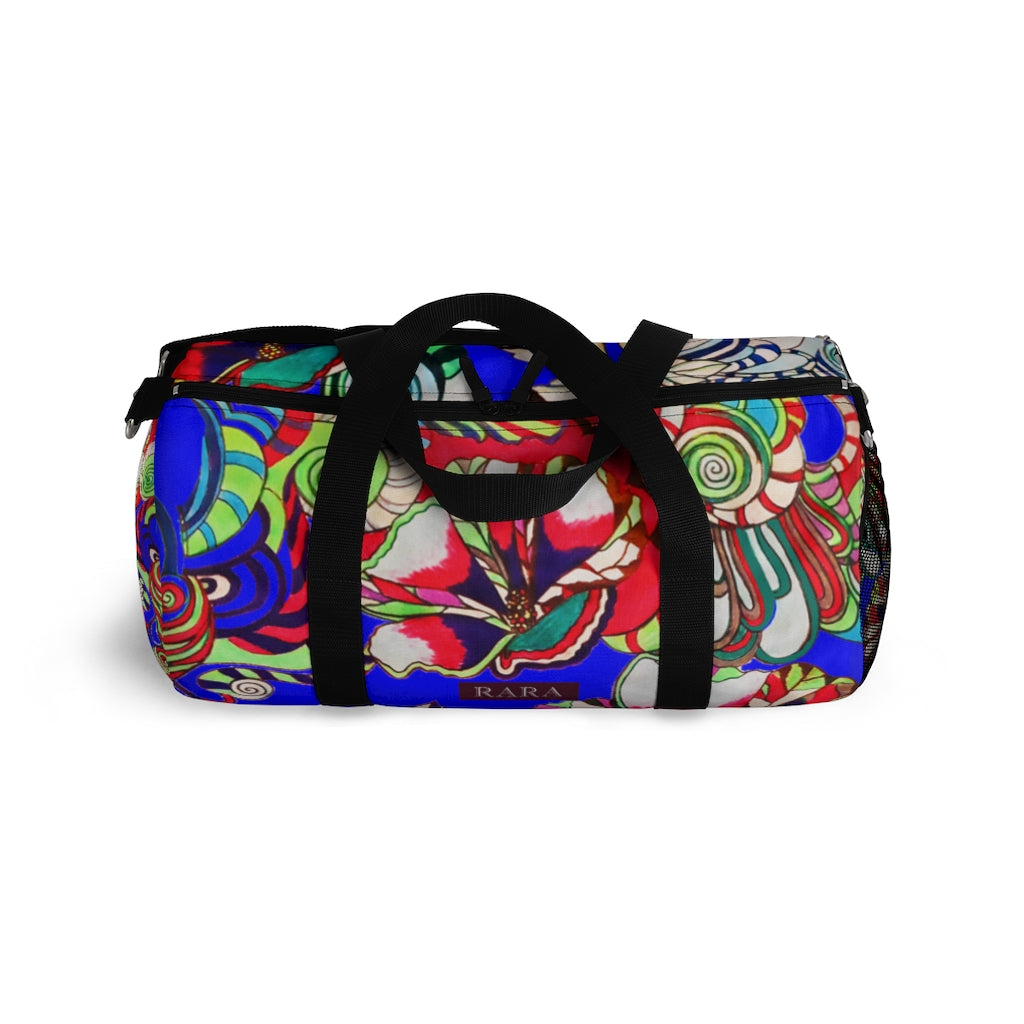 Artsy Floral Pop Electric Blue Duffel Bag