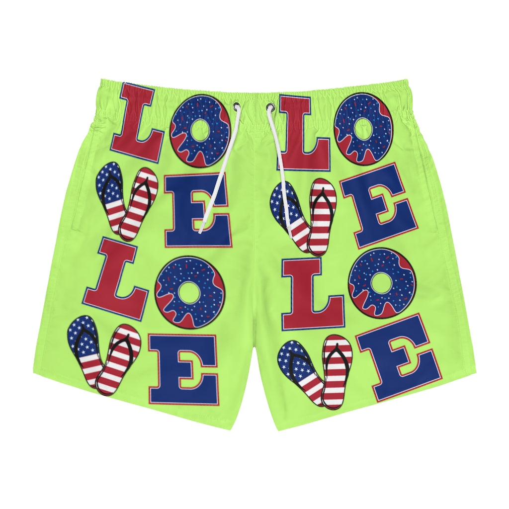 Men's American Love Lime Swimming Trunks